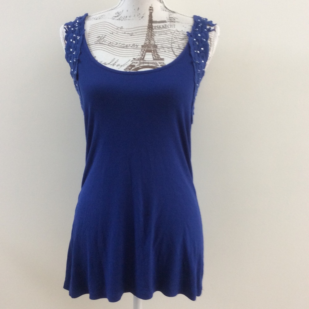 INC Beach tank top with bling shoulders